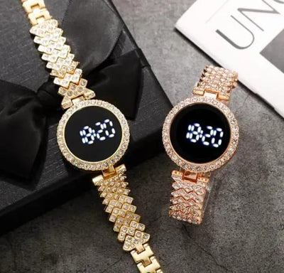 Luxury Digital Watch with Crystal Accents for Women
