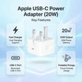 20W C To C PD 3 PIN Power Adapter For iPhone Fast Charger Adapter for iPhone and Compatible USB-C Devices