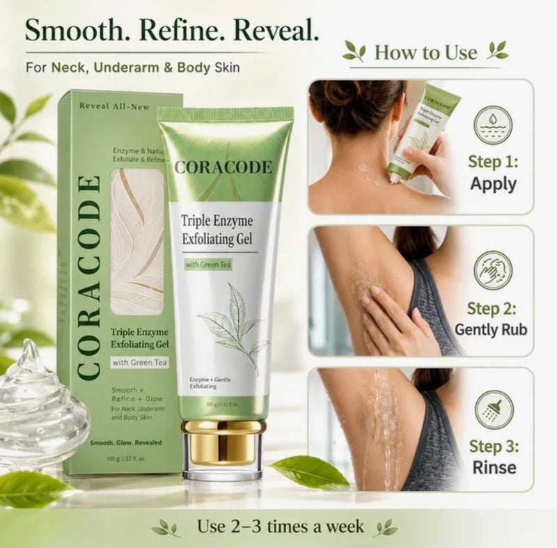 Triple Enzyme Exfoliating Gel with Green Tea – Body Scrub for Neck, Underarms & Body
