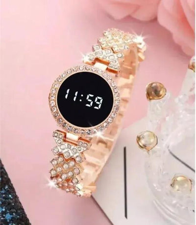 Luxury Digital Watch with Crystal Accents for Women