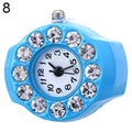 Rhinestone Finger Ring Watch for Women, Silicone, Mini Analog, Trendy Gift