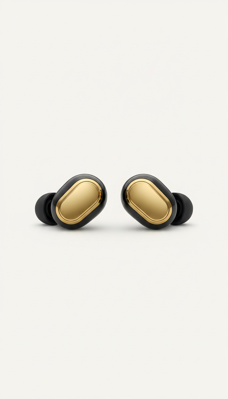 Gold-Accented Wireless Earbuds With Charging Case